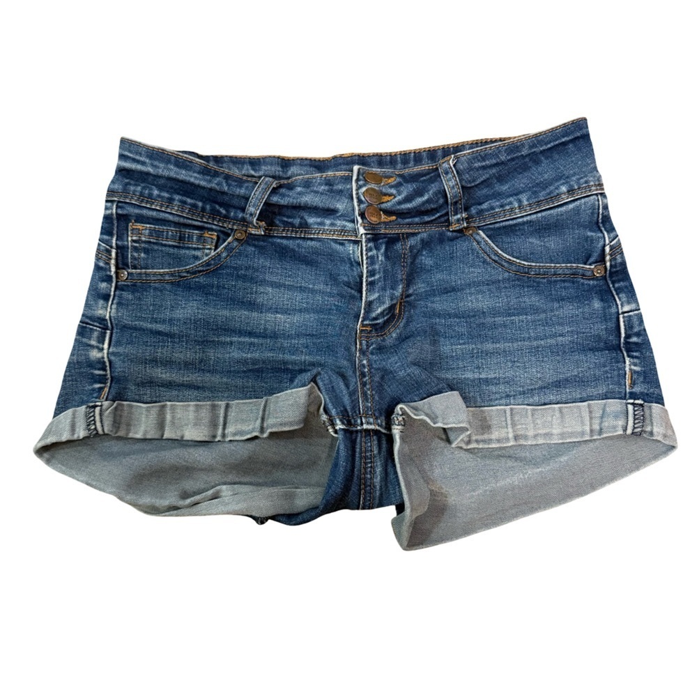 Wax Jean Mid Rise Cuffed Denim Shorts Blue Size 26